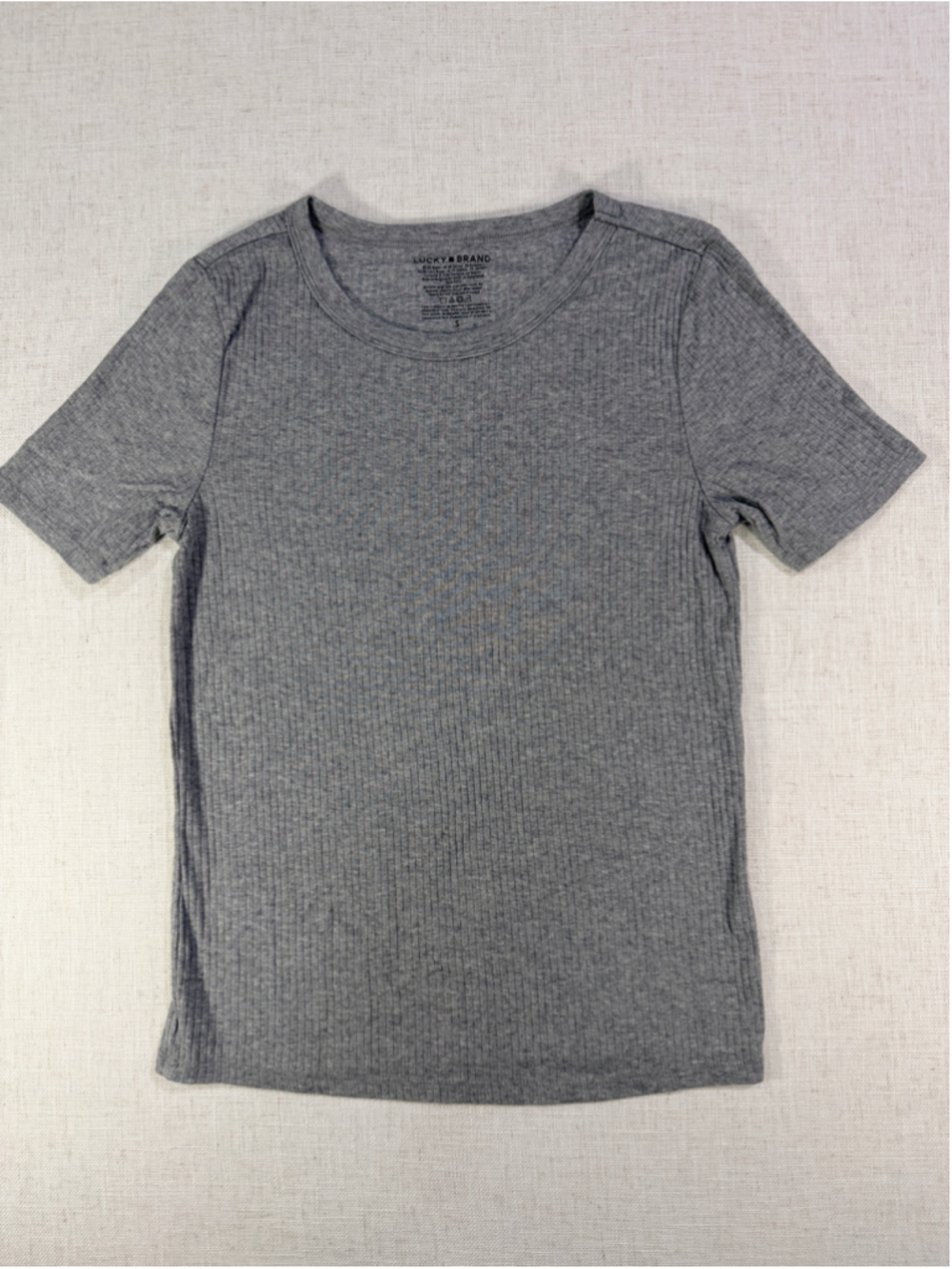 Lucky Brand Modal Rib Short Sleeve Crewneck T-Shirt Heather Grey Small
